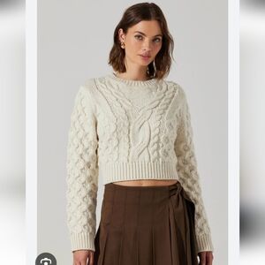 Caila Cable Knit Cropped Sweater Sz XL NWT
